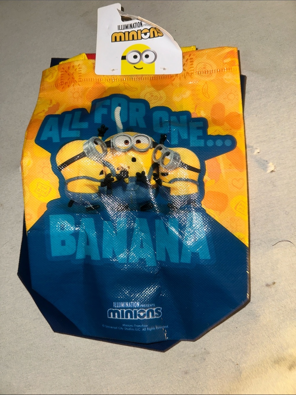 Vintage Illumination Yellow & Blue 'All For One...Banana Minions Bag